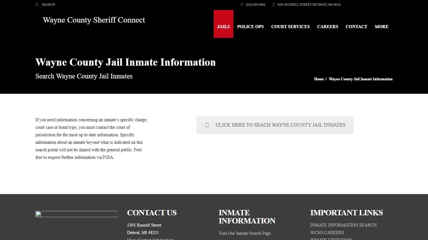 Wayne County Jail Inmate Information | Sheriff Connect – Wayne County Michigan