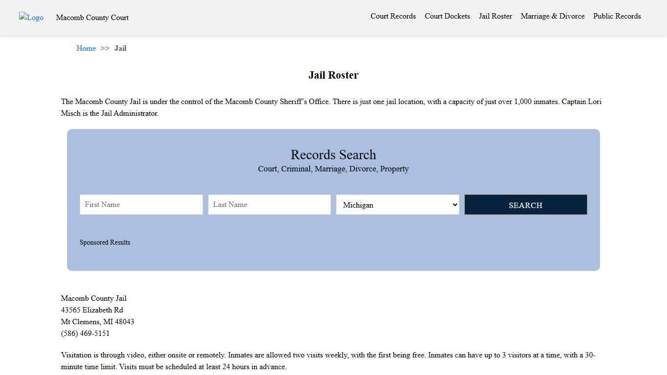 Jail Roster | Macomb County Court