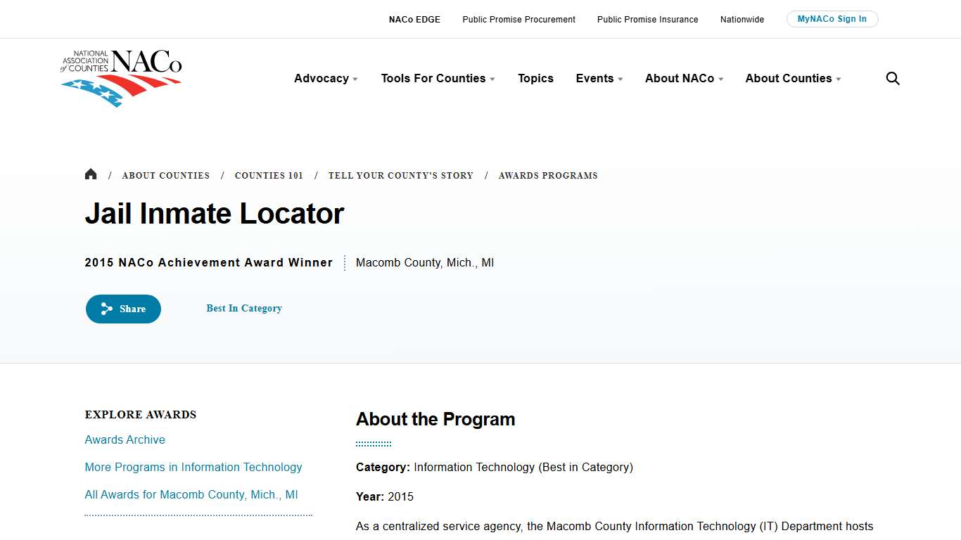 Jail Inmate Locator | National Association of Counties