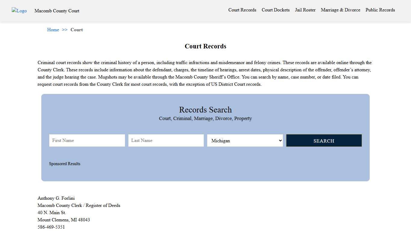 Court Records | Macomb County Court